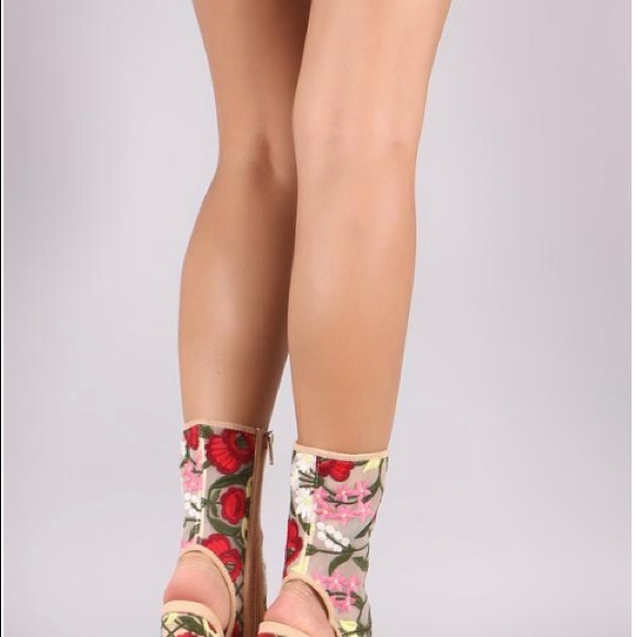 Liliana heel boot.Floral print mesh. 4.5” heel - Picture 2 of 5